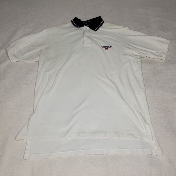Vintage Polo Sport Ralph Lauren Mens Size L White Retro Preppy Made In USA Y2k - Picture 2 of 16